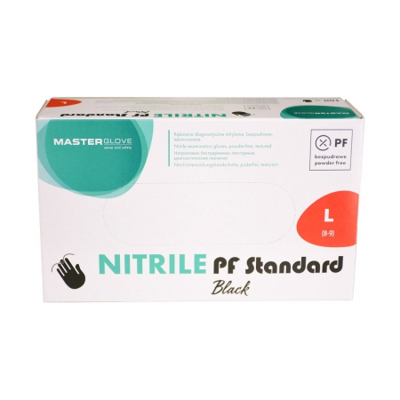 Rękawice diagnostyczne Master Glove PF Nitrile Standard Black, rozm. XL, 100 szt.